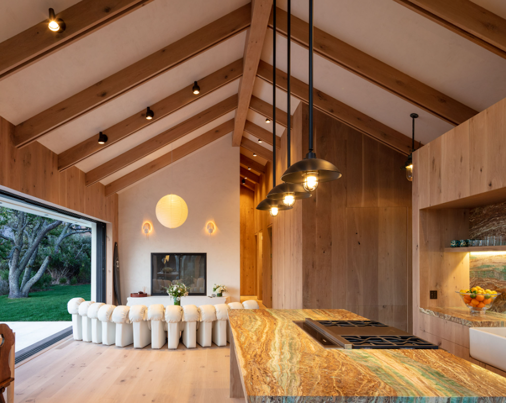 Warmly lit living room